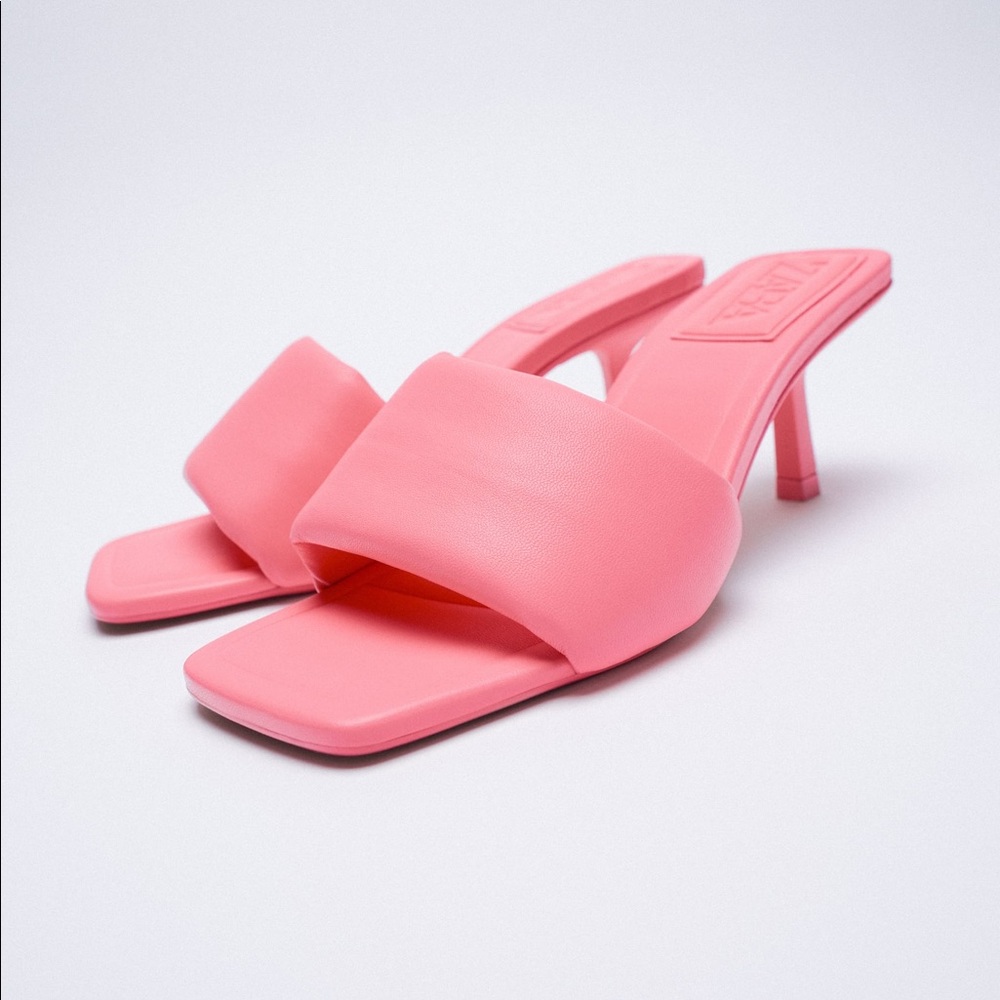 Zara heeled quilted sandals